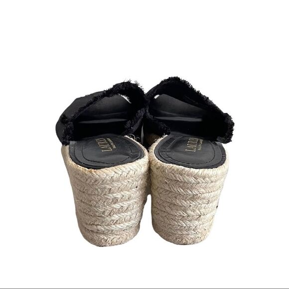 LAUREN RALPH LAUREN Linen Carlynda Wedge Espadrilles Sandals Black 8.5 - Picture 9 of 12
